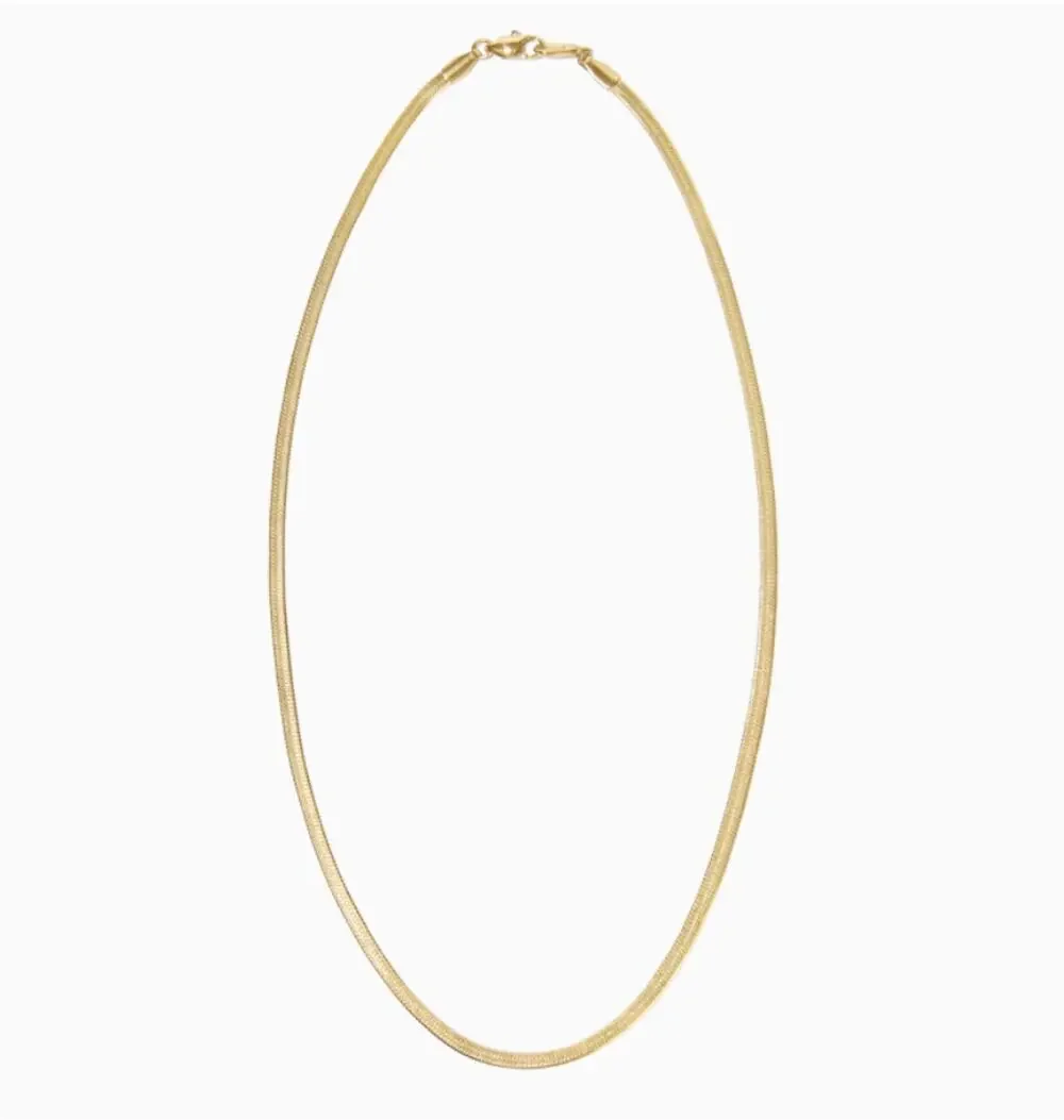 NEW Ana Luisa Ina Herringbone Necklace 14K Gold Plated Stainless Steel 17